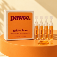 Pawce Golden Hour astaxanthin serum packaging concept with single-use ampoules